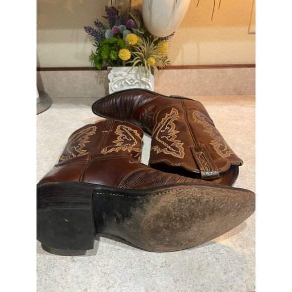 Lucchese 1883 Lizard Cowboy Boots With Embroidered Western Design Size 7 - Picture 8 of 14